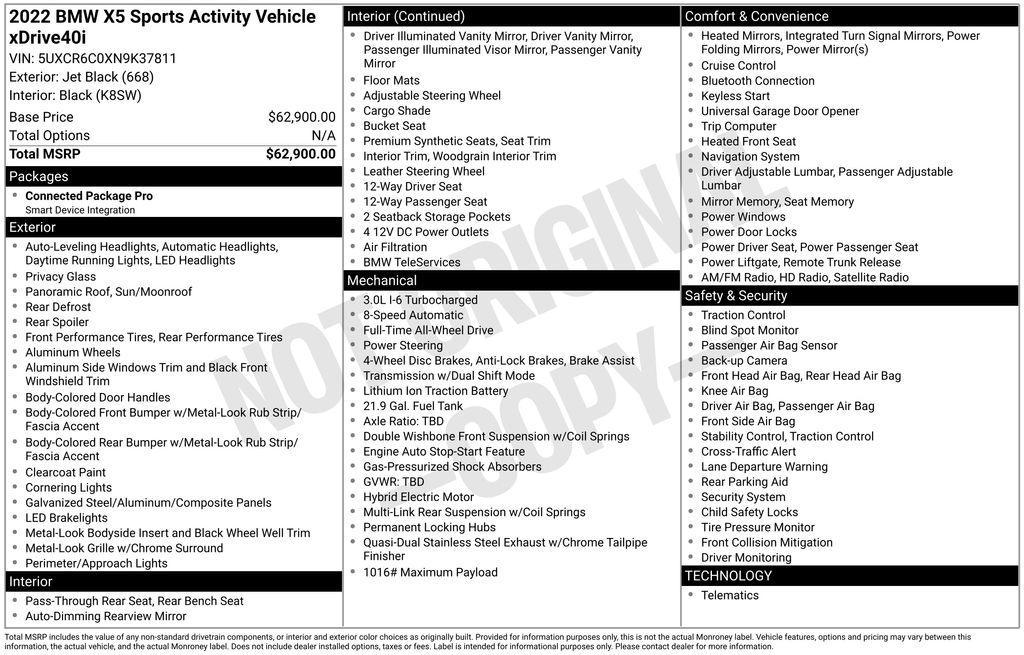 used 2022 BMW X5 car, priced at $47,849