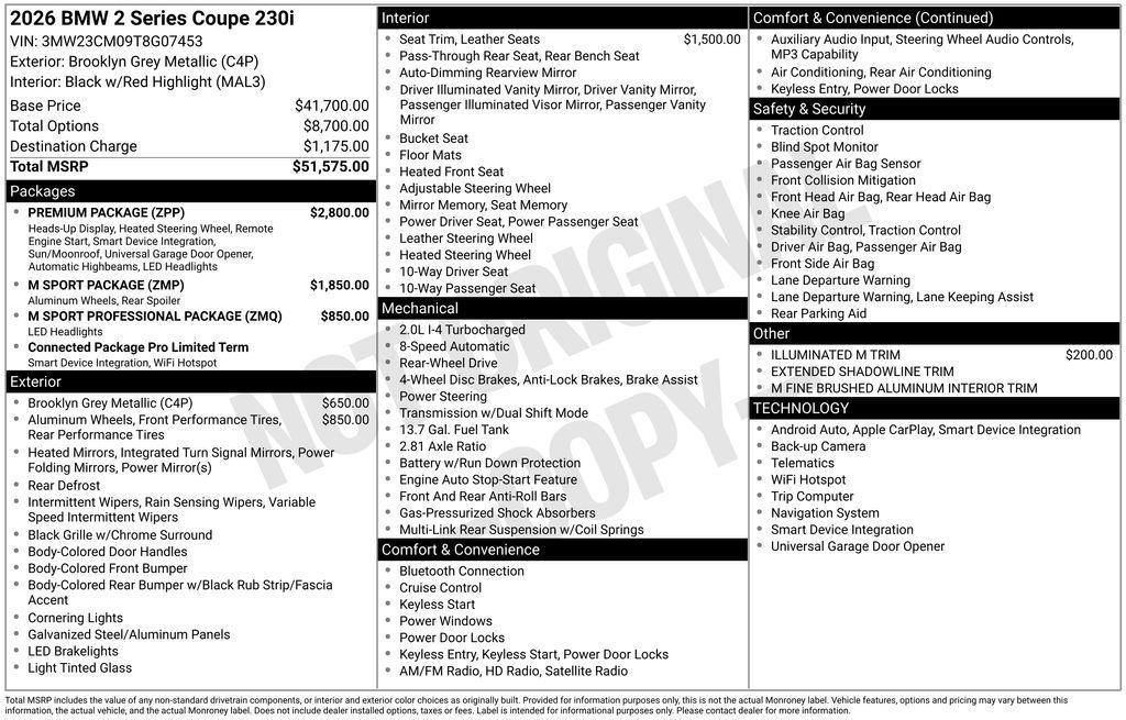 new 2026 BMW 230 car, priced at $51,955