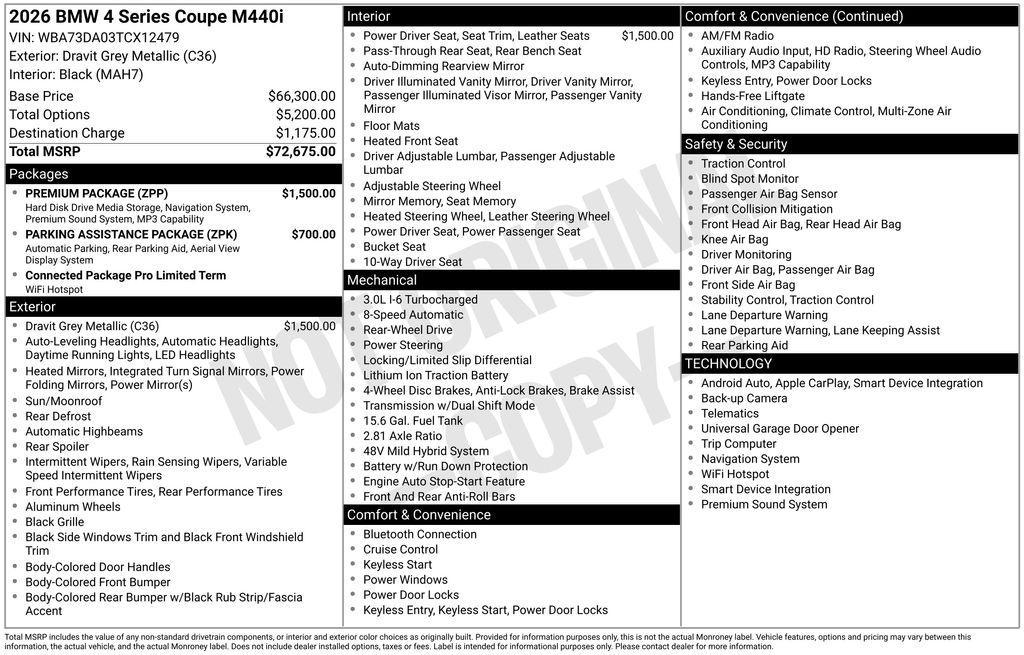 new 2026 BMW M440 car, priced at $73,050