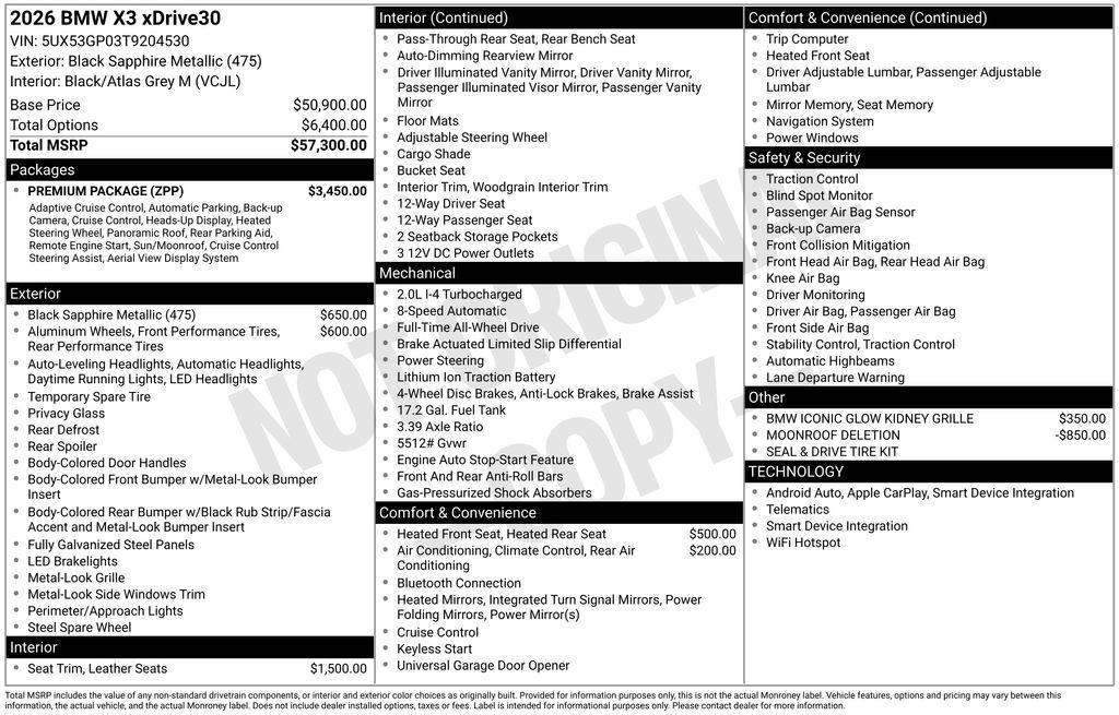 new 2026 BMW X3 car, priced at $58,475