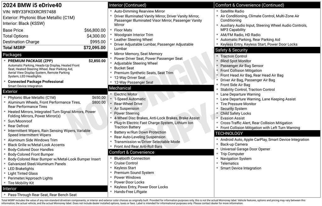 used 2024 BMW i5 car, priced at $48,495