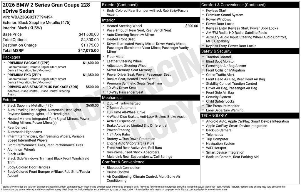 new 2026 BMW 228 Gran Coupe car, priced at $45,475