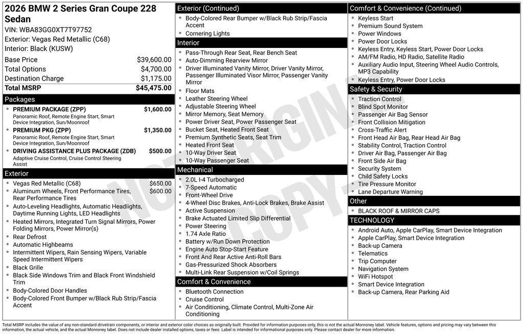new 2026 BMW 228 Gran Coupe car, priced at $44,175