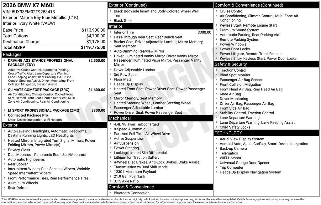new 2026 BMW X7 car, priced at $120,480