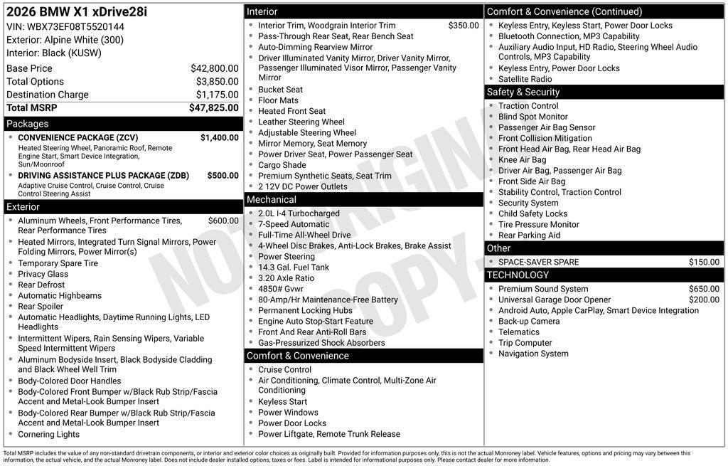new 2026 BMW X1 car, priced at $48,245