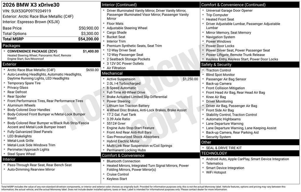 new 2026 BMW X3 car, priced at $56,040