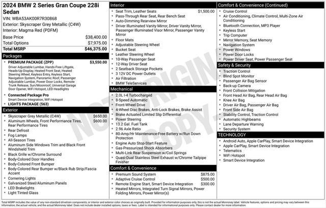 used 2024 BMW 228 Gran Coupe car, priced at $45,634