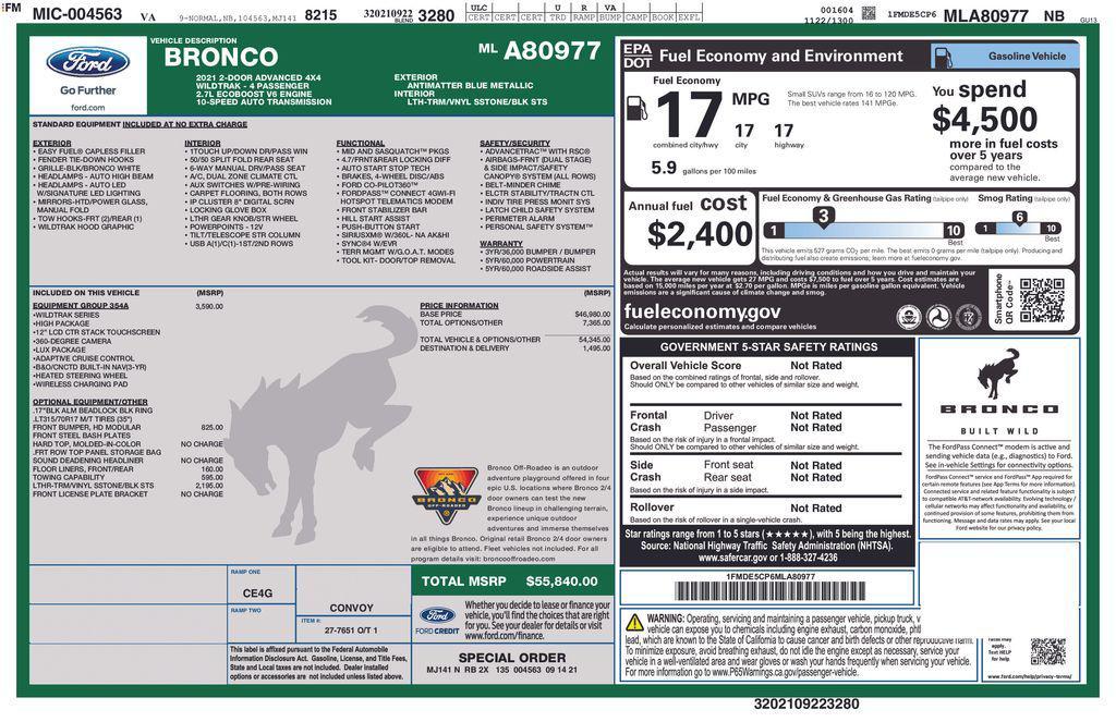 used 2021 Ford Bronco car, priced at $35,990