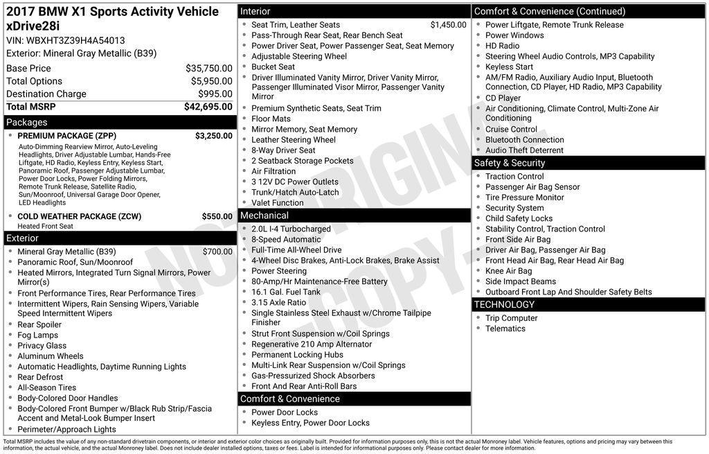 used 2017 BMW X1 car, priced at $16,990