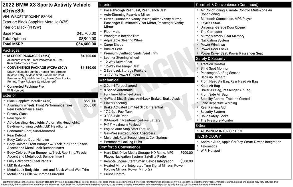 used 2022 BMW X3 car, priced at $30,800