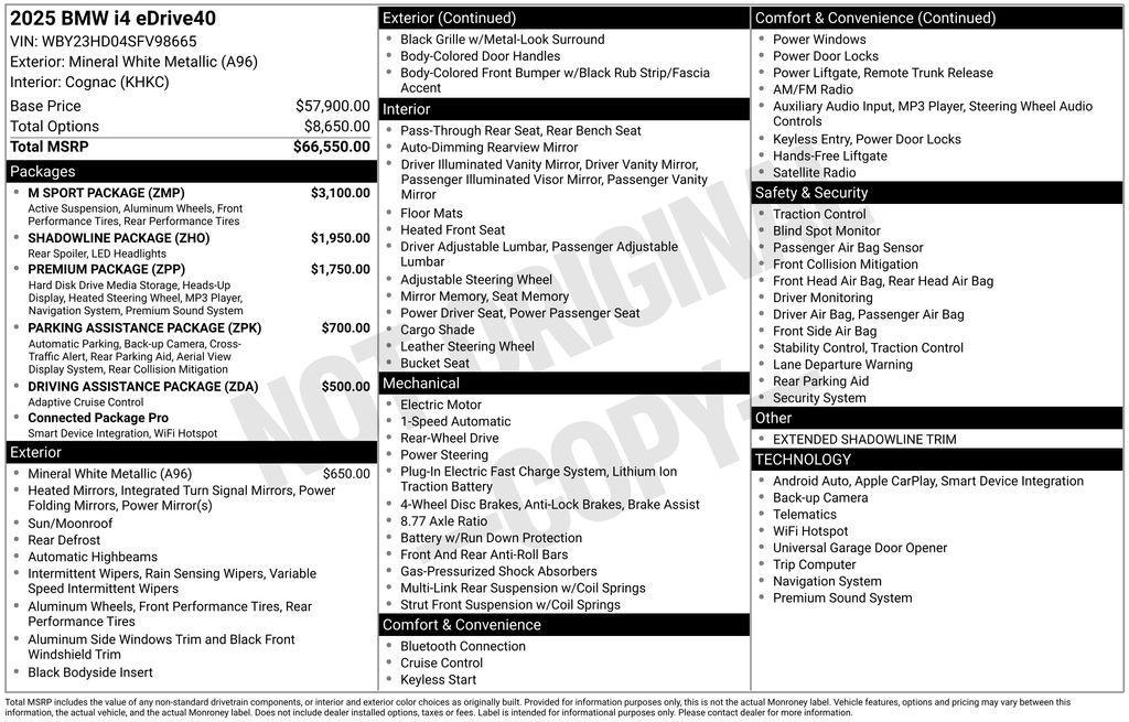 new 2025 BMW i4 Gran Coupe car, priced at $68,095