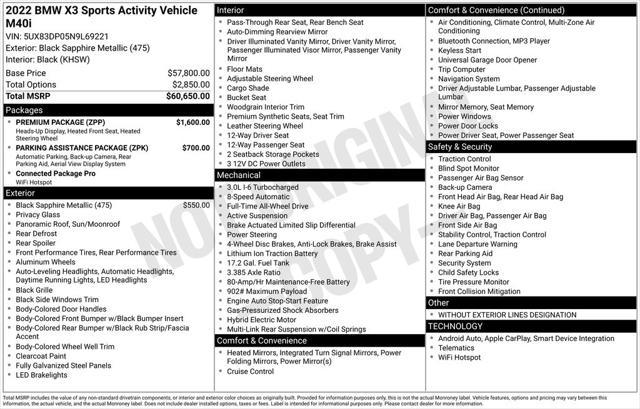 used 2022 BMW X3 car, priced at $45,749