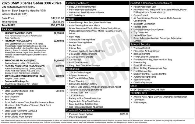 new 2025 BMW 330 car, priced at $58,405
