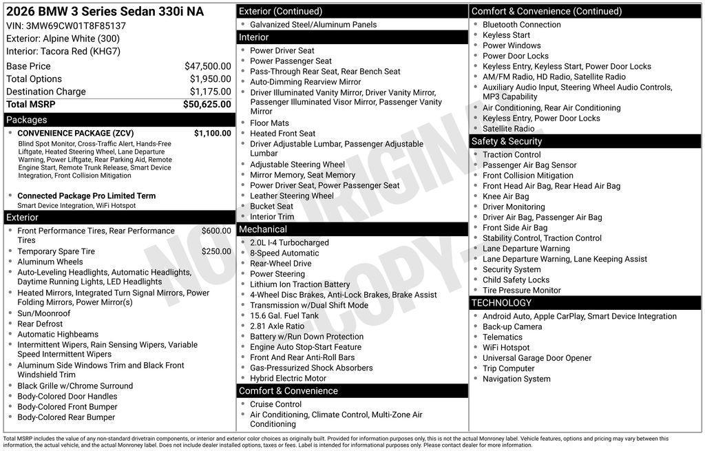 new 2026 BMW 330 car, priced at $50,765