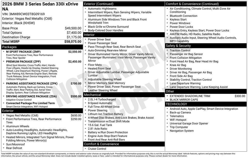 new 2026 BMW 330 car, priced at $58,065