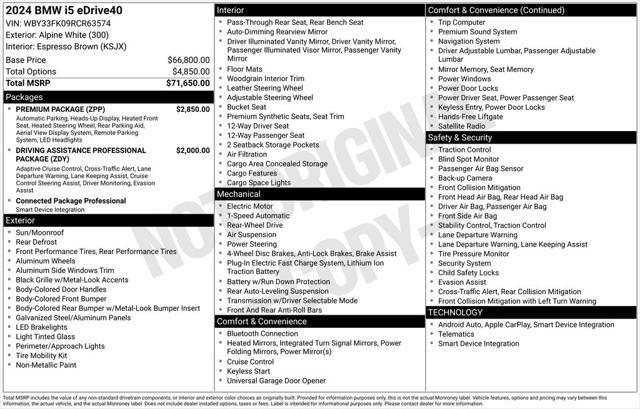 used 2024 BMW i5 car, priced at $62,795
