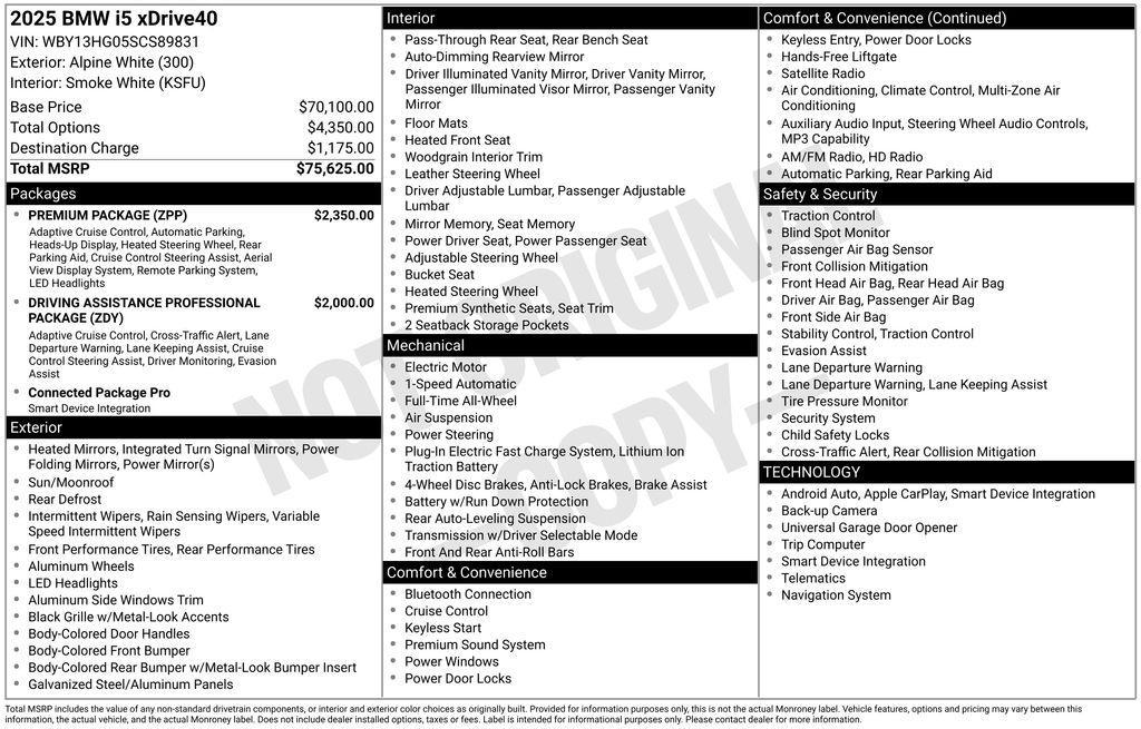 used 2025 BMW i5 car, priced at $63,606