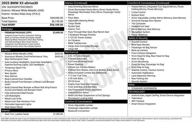 used 2025 BMW X3 car, priced at $53,749