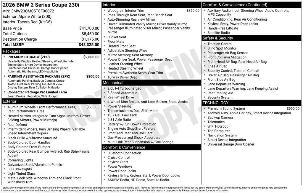 new 2026 BMW 230 car, priced at $48,705