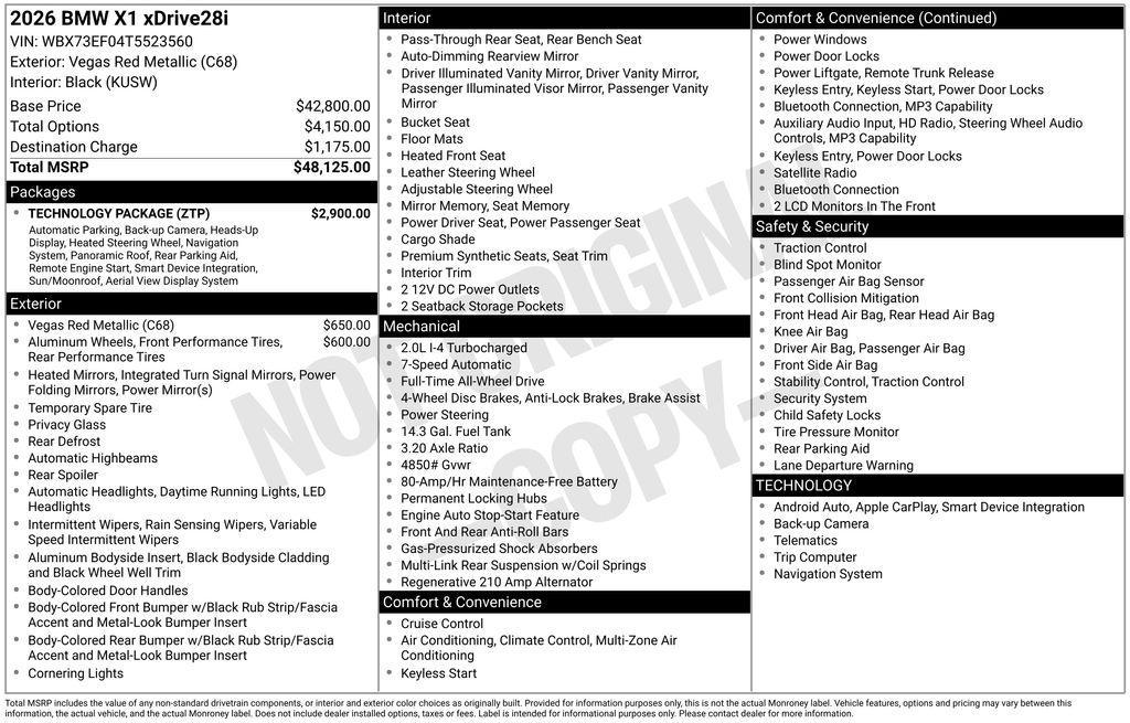 new 2026 BMW X1 car, priced at $48,695