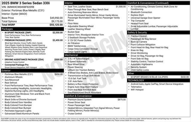 new 2025 BMW 330 car, priced at $56,755