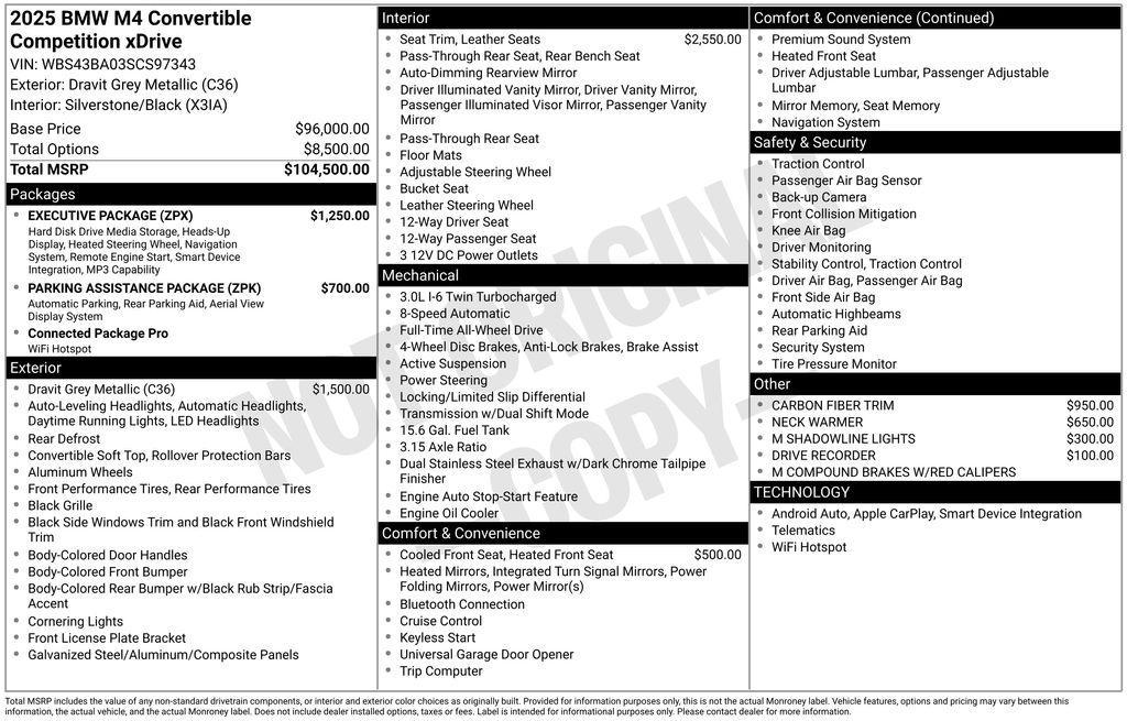 used 2025 BMW M4 car, priced at $95,514