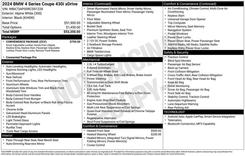 used 2024 BMW 430 car, priced at $51,499