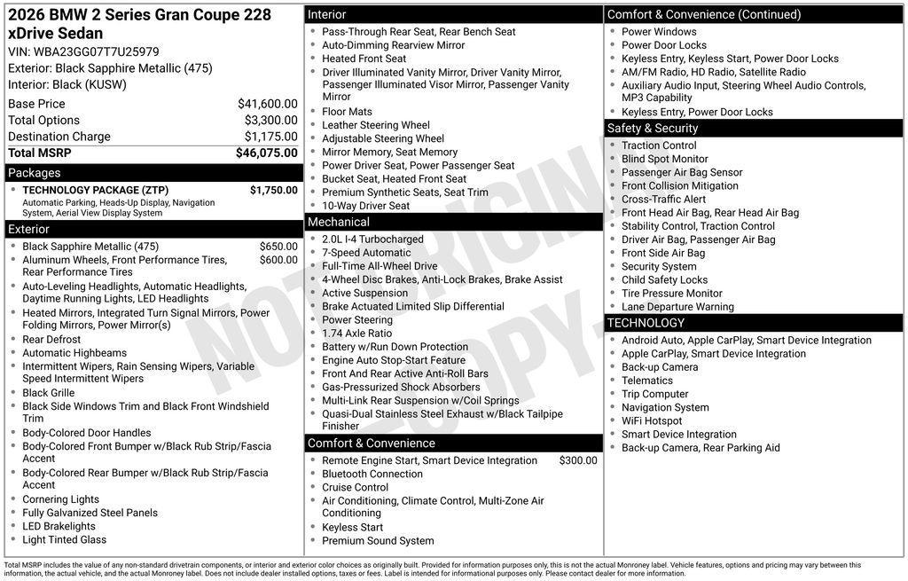 new 2026 BMW 228 Gran Coupe car, priced at $46,125