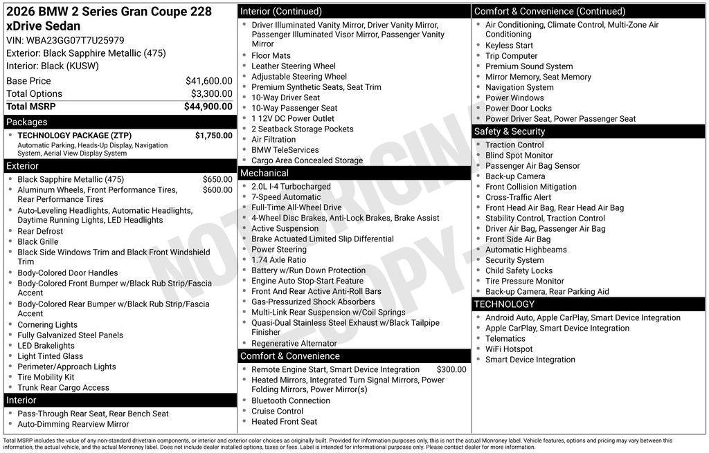new 2026 BMW 228 Gran Coupe car, priced at $46,125