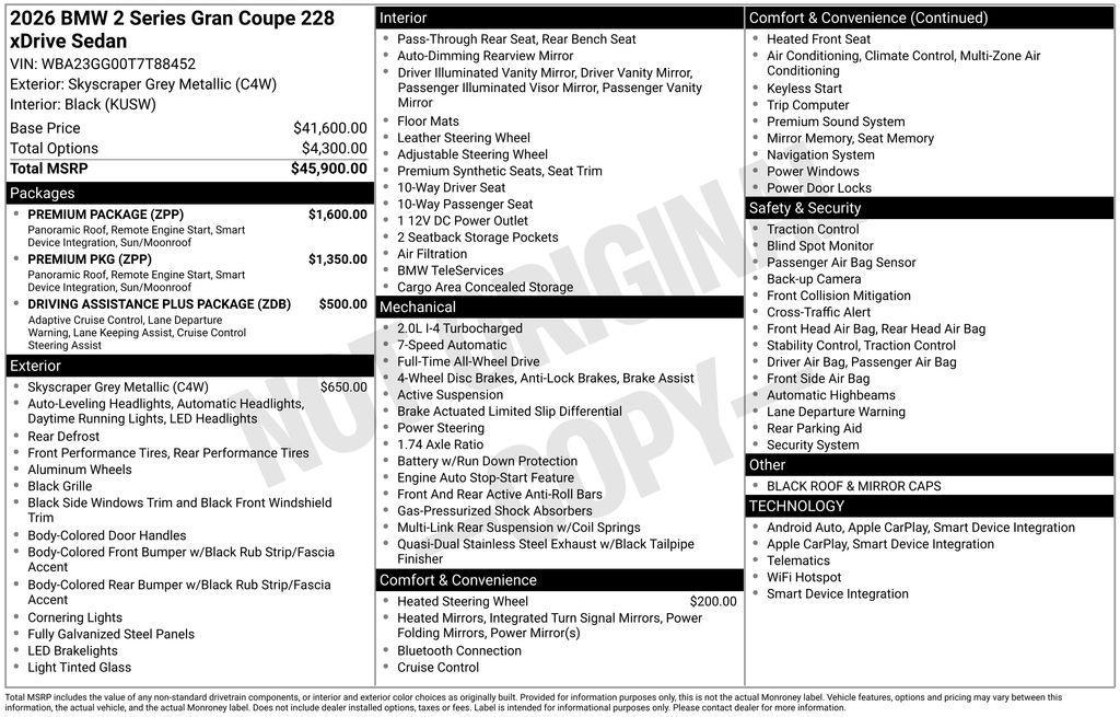 new 2026 BMW 228 Gran Coupe car, priced at $45,725