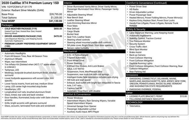 used 2020 Cadillac XT4 car, priced at $23,249