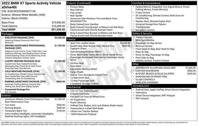 used 2022 BMW X7 car, priced at $61,249