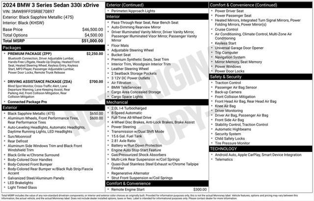 used 2024 BMW 330 car, priced at $43,495