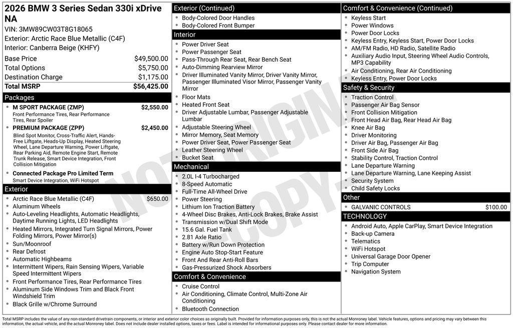 new 2026 BMW 330 car, priced at $56,315