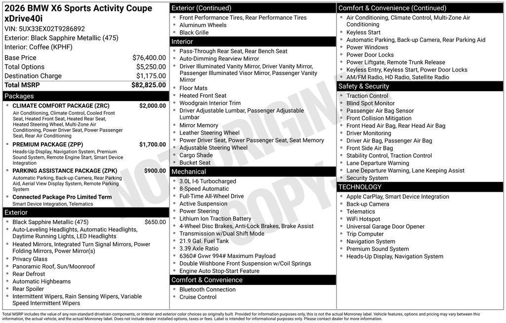 new 2026 BMW X6 car, priced at $83,225