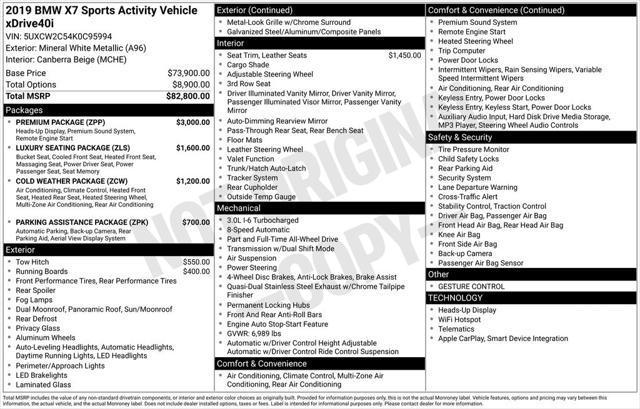 used 2019 BMW X7 car, priced at $32,695