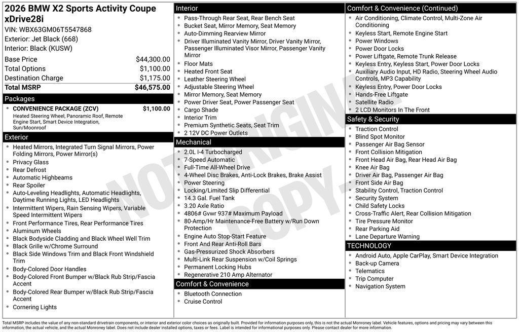 new 2026 BMW X2 car, priced at $47,120