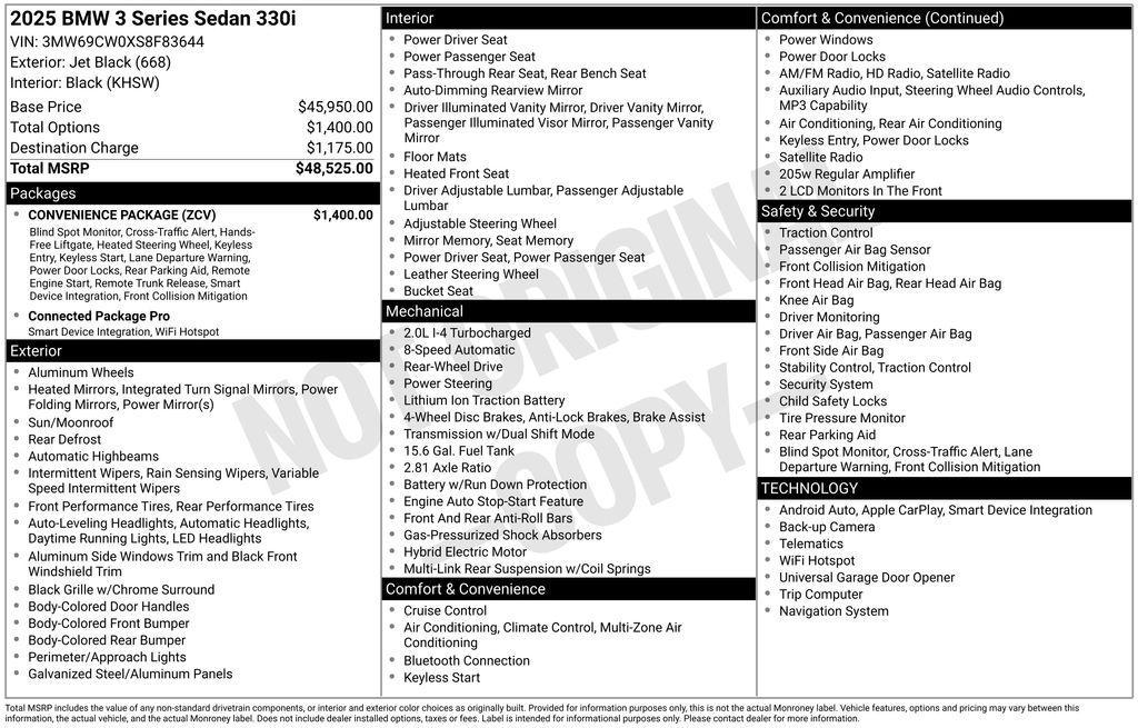 new 2025 BMW 330 car, priced at $48,910
