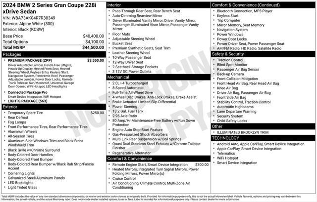 used 2024 BMW 228 Gran Coupe car, priced at $42,605