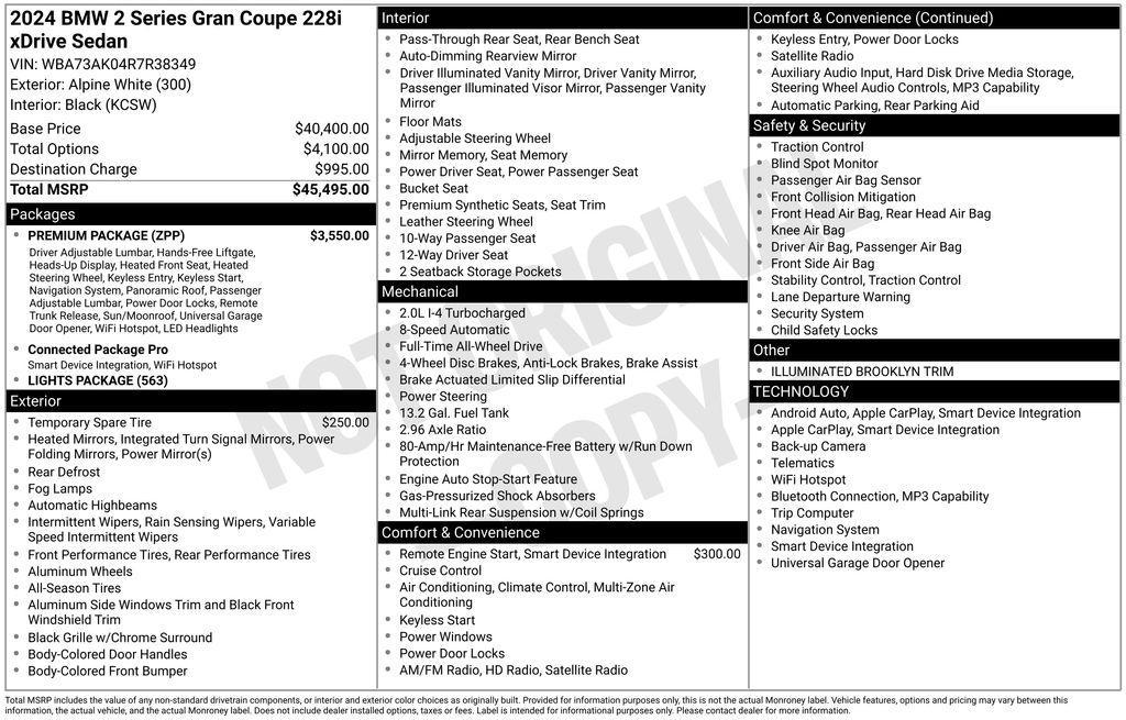 used 2024 BMW 228 Gran Coupe car, priced at $40,285