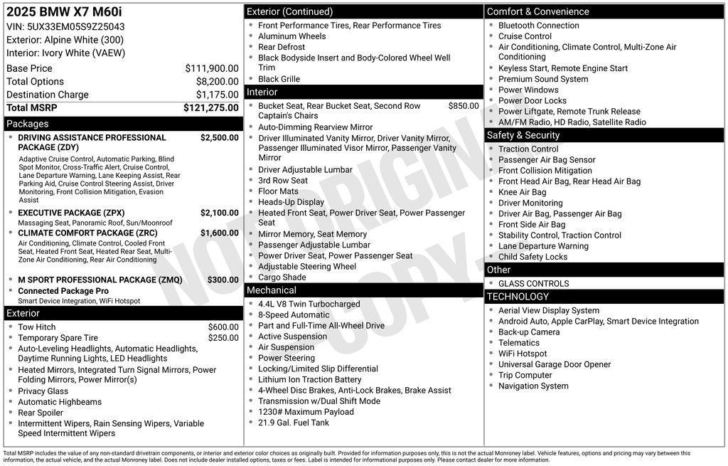 used 2025 BMW X7 car, priced at $97,495