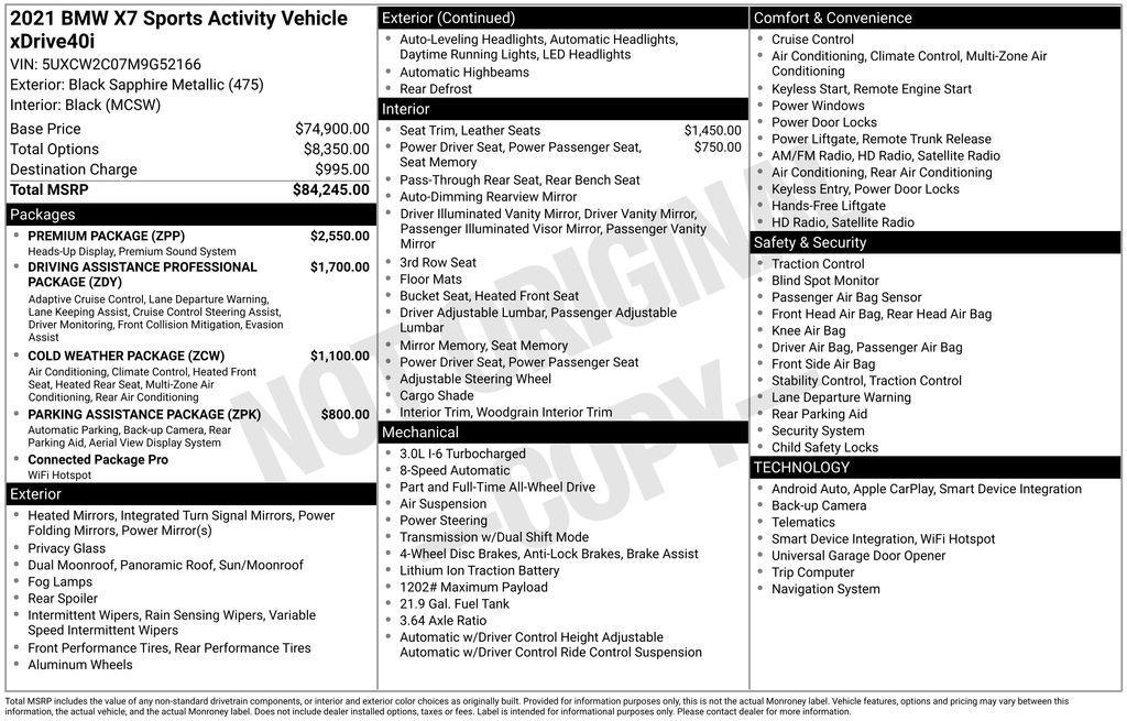 used 2021 BMW X7 car