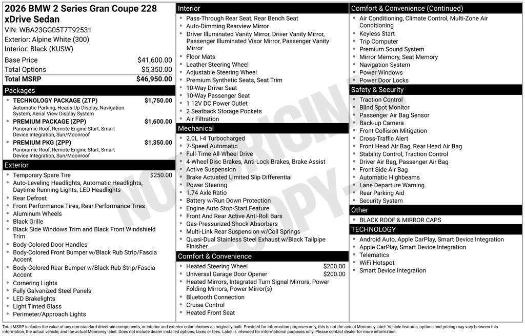 new 2026 BMW 228 Gran Coupe car, priced at $46,525