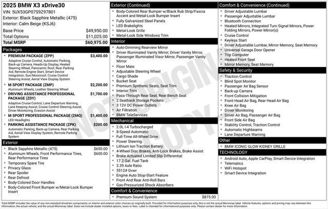 used 2025 BMW X3 car, priced at $62,645