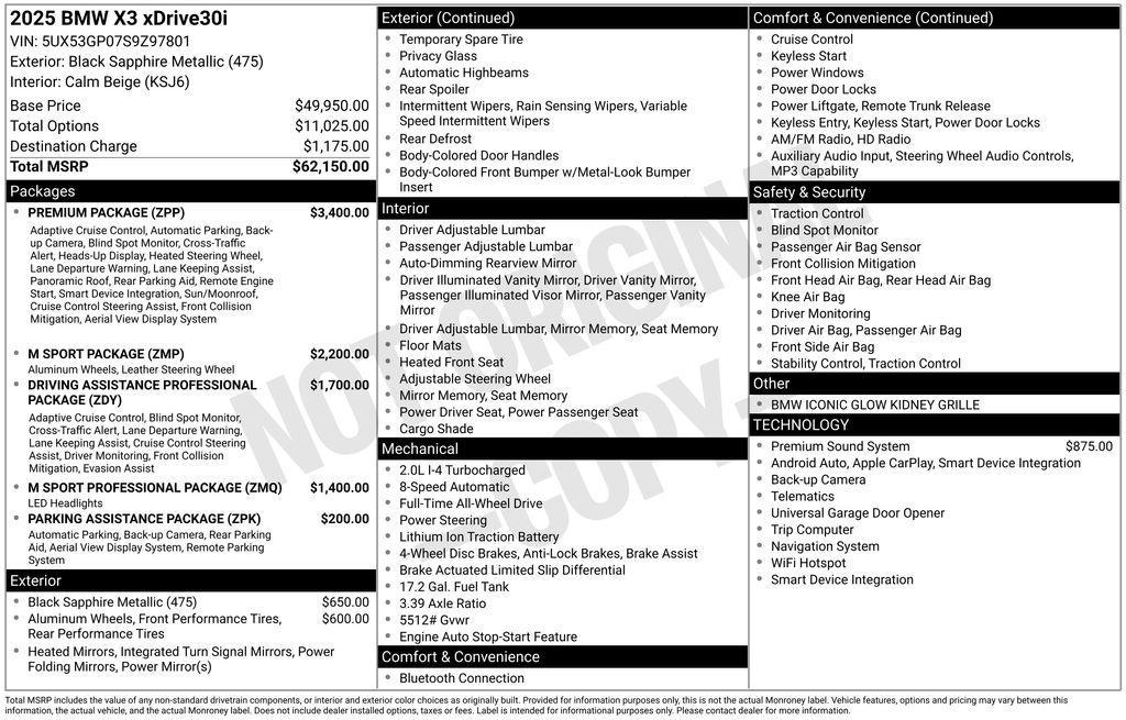 used 2025 BMW X3 car, priced at $56,451