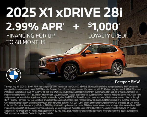 new 2025 BMW X1 car, priced at $46,980