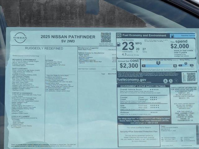 new 2025 Nissan Pathfinder car, priced at $39,888