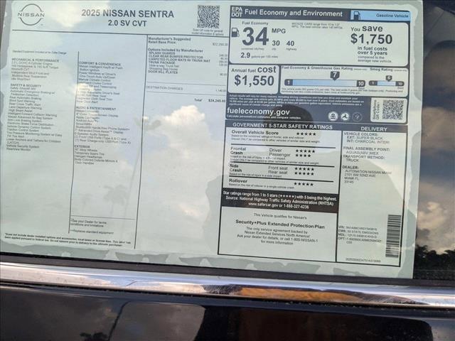 new 2025 Nissan Sentra car, priced at $22,343