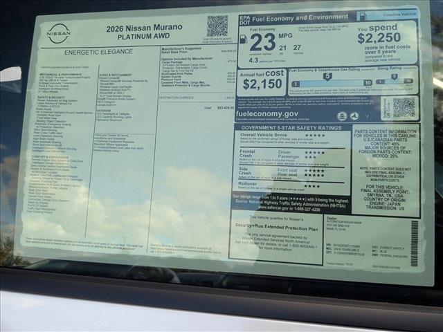 new 2026 Nissan Murano car, priced at $53,435
