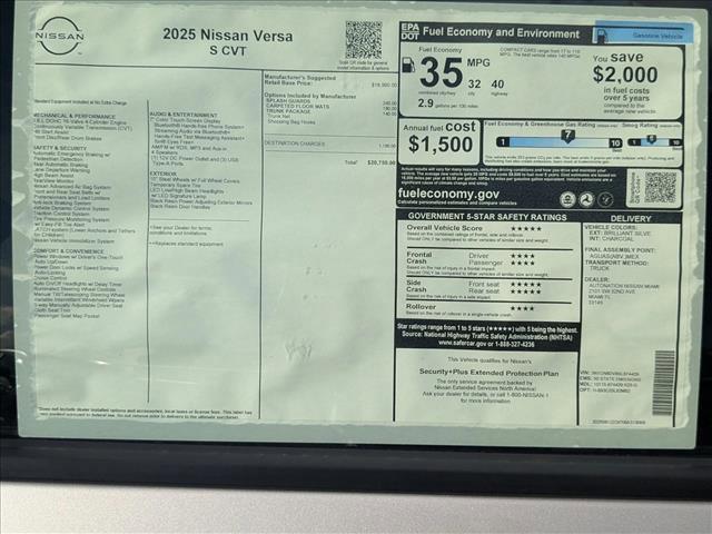 new 2025 Nissan Versa car, priced at $20,519
